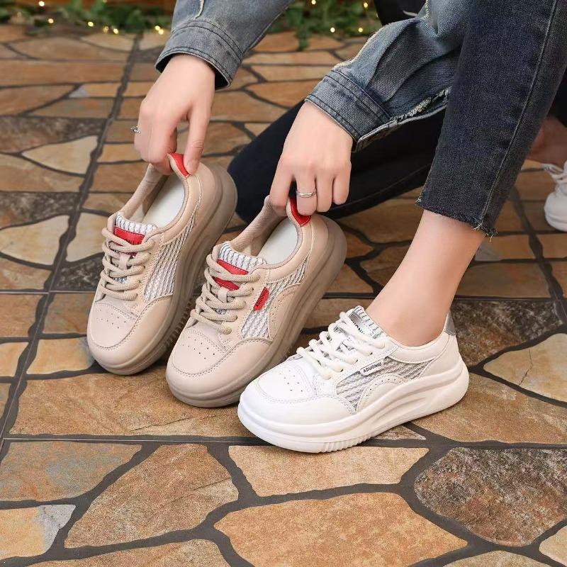 thick-soled mesh color matching casual women's shoes autumn new retro sports board shoes thin breathable sports shoes women