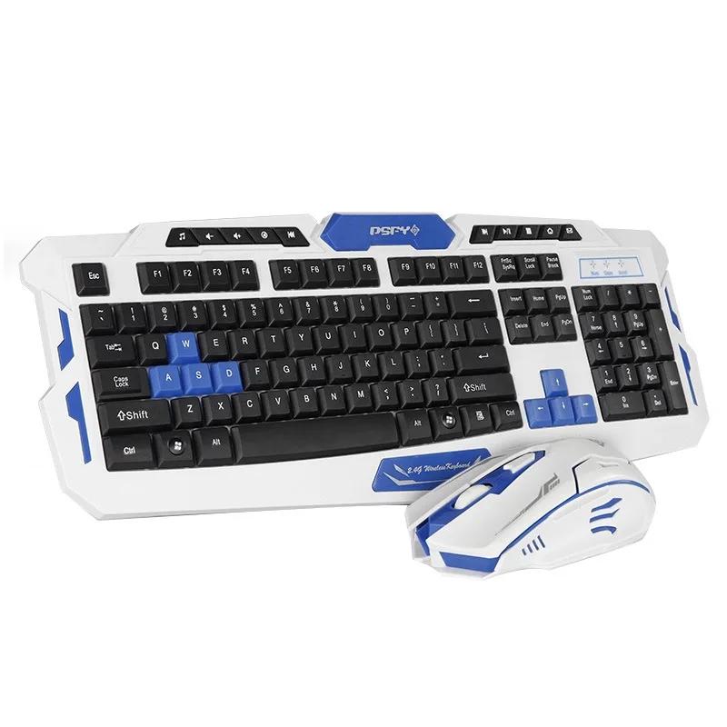 

2.4GHz Wireless Keyboard Gaming Keyboard Mouse Combo 19 Keys Anti-ghosting Adjustable DPI Mouse USB Receiver Adapter Mouse Mat