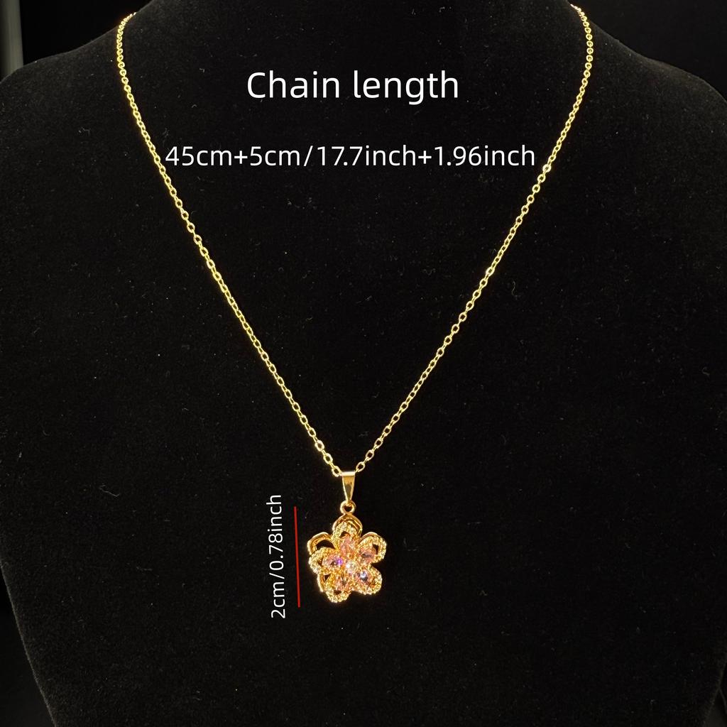 Collier tendance pour femme avec un pendentif floral rotatif Design minimaliste, parfait comme cadeau d'anniversaire
