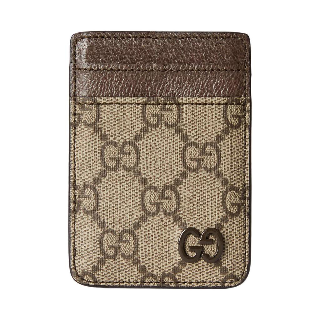 Gucci GG Supreme Canvas Card Holder Unisex Accessories Beige Dark-Brown 817197-FACQC-9773
