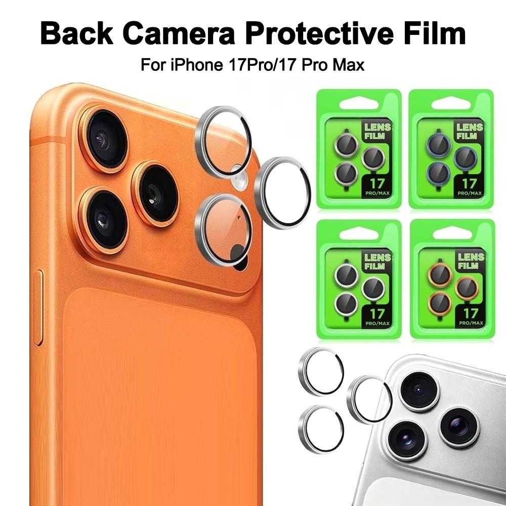 Metal Tempered Glass Lens Protector Full Cover Snap-On Camera Lens Cover 3D Anti-Scratch for iPhone 17Pro/17 Pro Max