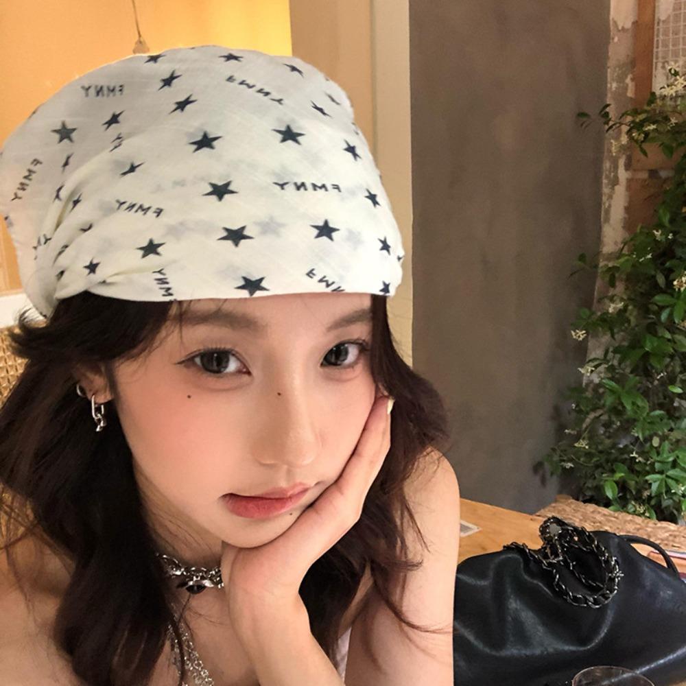 Star Leopard Print Headscarf All-match Punk Bandana Retro Y2k Print Turban  Spice Girls