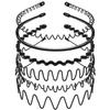 6pcs Fashion Metal Hair Band for Men Women Unisex Black Wavy Hair Head Hoop Band Sports Headband Hairband Hair Accessories Gifts