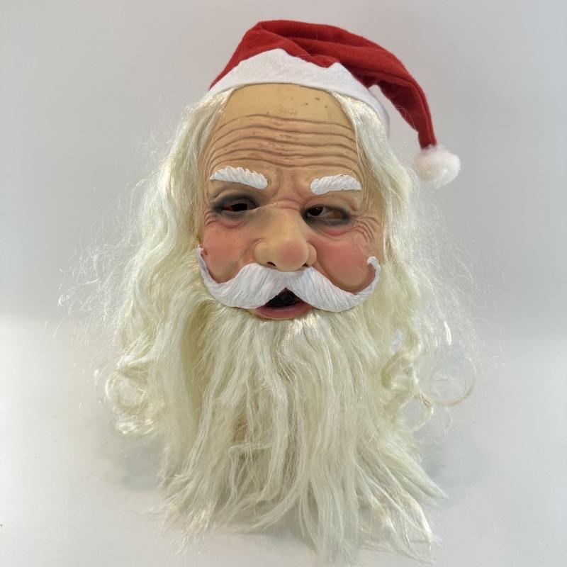Halloween Party SantaClaus Latex Mask Party Dress Up Supplies Christmas SantaClaus Hat Mask Full Face SantaClaus Mask