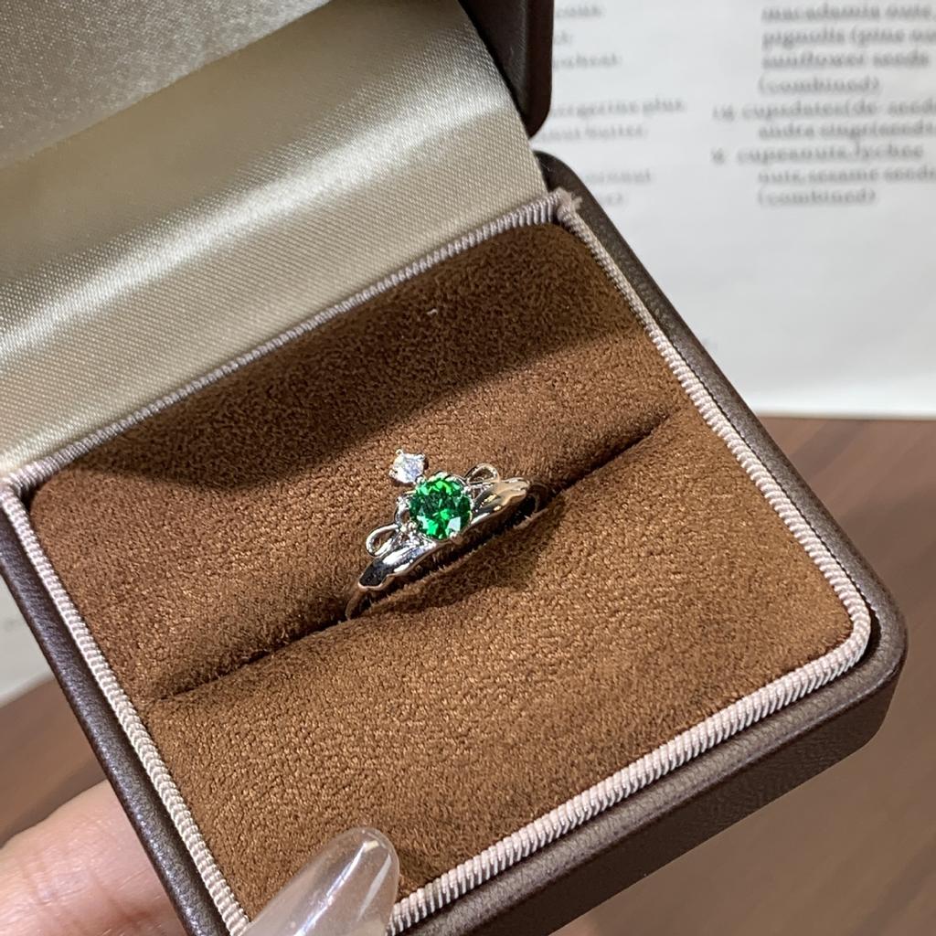 French Sweet Princess Style Cultivation Gemstone Adjustable Ring Femininity Simple Niche Light Luxury High-end Ring