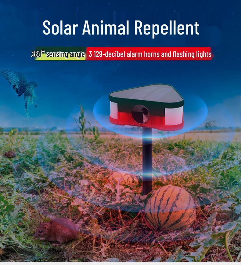 Solar-Powered Animal Repeller with Sound & Light