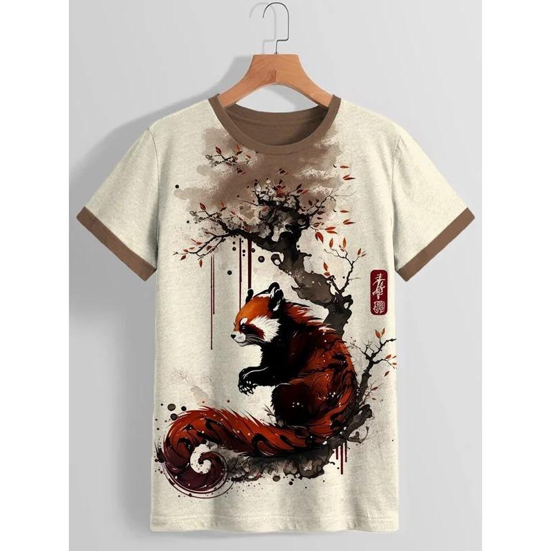 Herren Japanische Ukiyo-E Bedruckte T-Shirts Kurzarm Tees Tops 3D-Druck O-Ausschnitt Shirt Sommer Lässig Herrenbekleidung