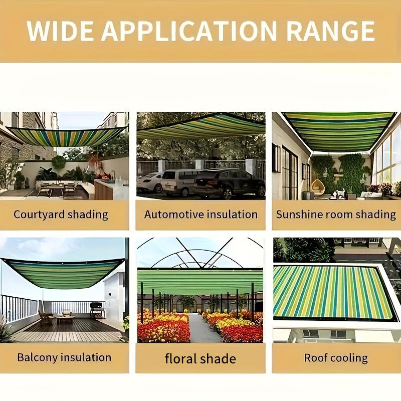 1pc Striped High-Density Breathable Sun Shade Net - Durable Plastic Outdoor Shading Fabric for Carport, Garden, and Corridor Cooling Canopy