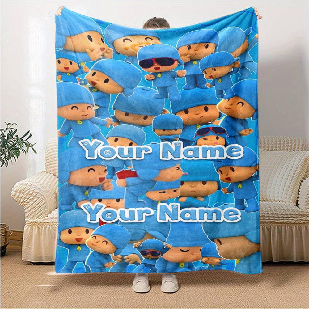 Pocoyo Personalized Name Blanket Cozy Personalized Blanket Comfortable Suitable for Chair Home Decor Picnics Sofa All-Season Use