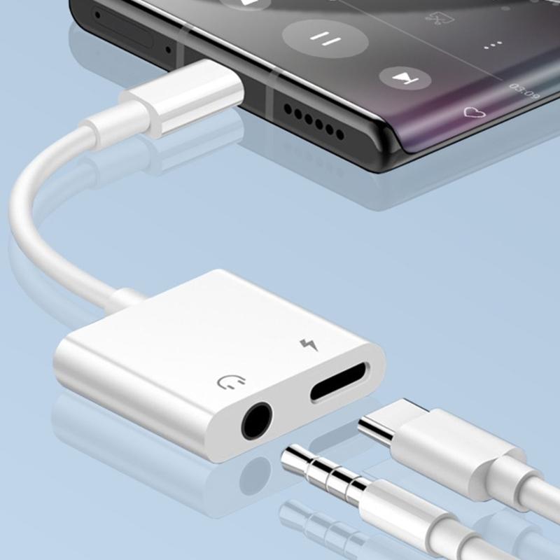 100W Charging Reinforced Cord Cable USB C To 3.5mm Auxiliary Converter Cable For Smartphones Mobile Devices Line Control