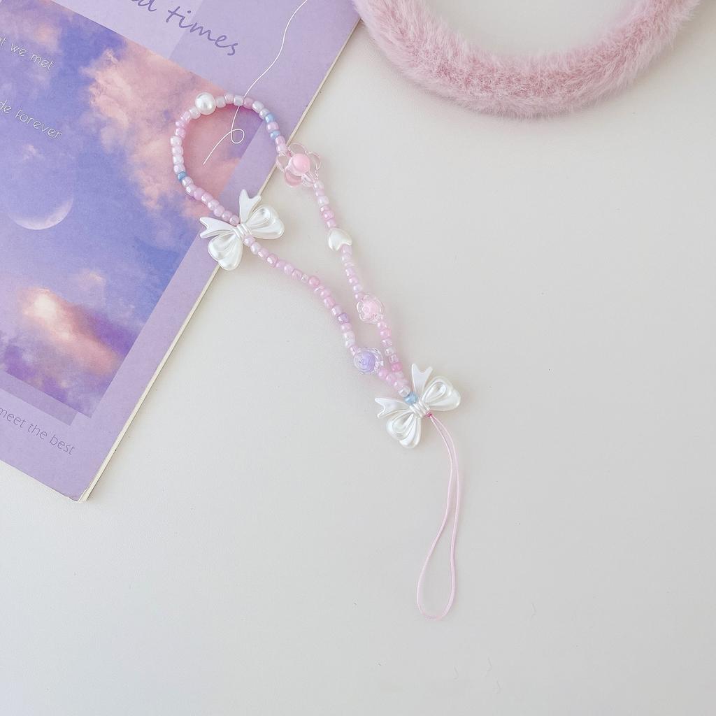 Handmade Beaded Phone Strap Sweet Fresh Style Acrylic 25cm Phone Case Lanyard for Girls