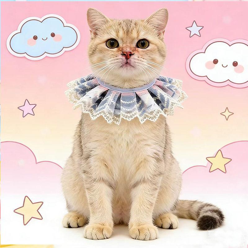 Fresh lace pet saliva towel princess style cat bib doll small dog dog decoration bib supplies