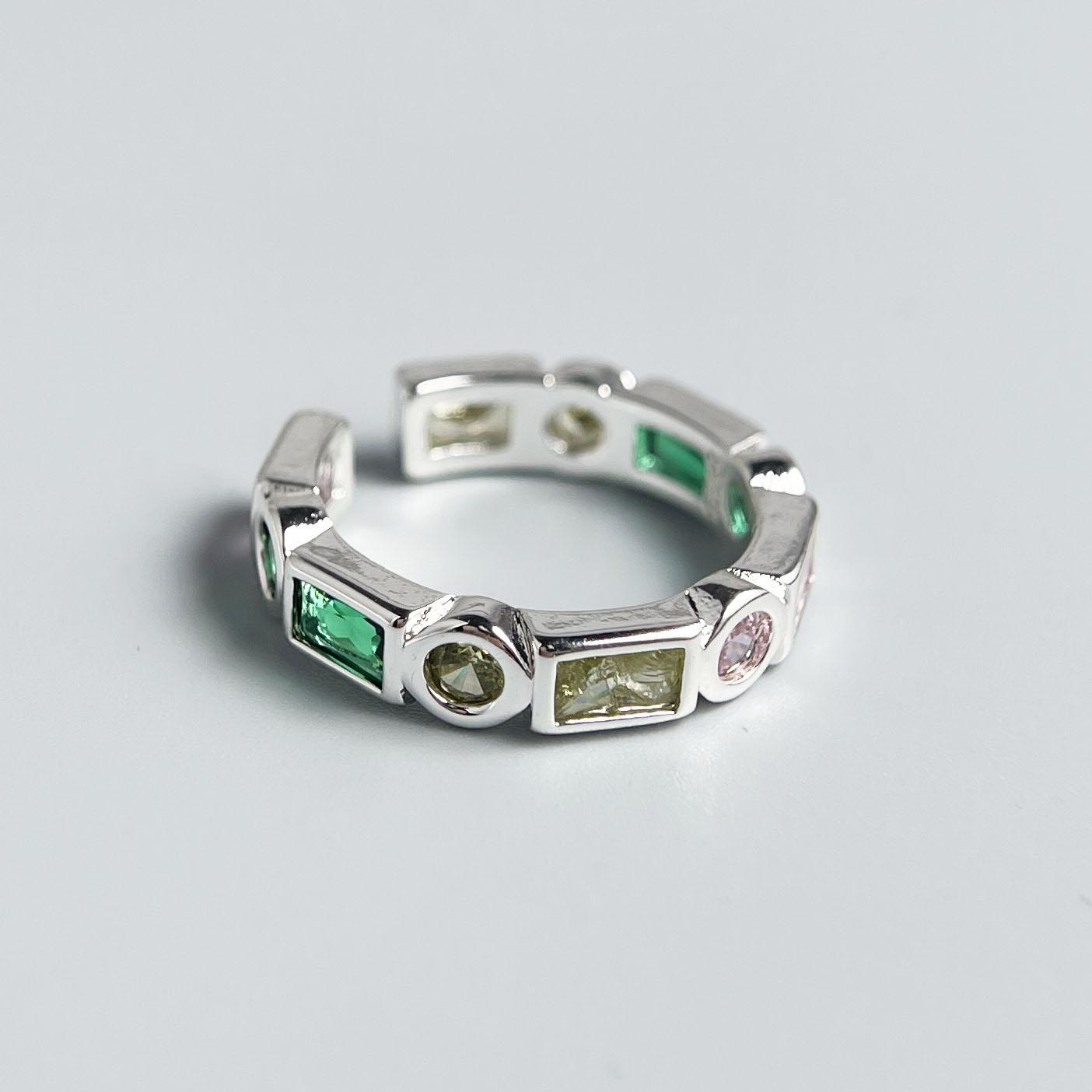 

925 Sterling Silver Rings for Women Men Couple Minimalist Handmade Simple Colorful CZ Ring Party Jewelry Gift Prevent Allergy resizable