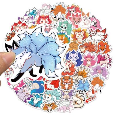 50PCS Cute Fox Stickers Kawaii Animal Nine-Tailed Fox Stickers Waterproof Vinyl Decals for Water Bottles Laptop Luggage Cup