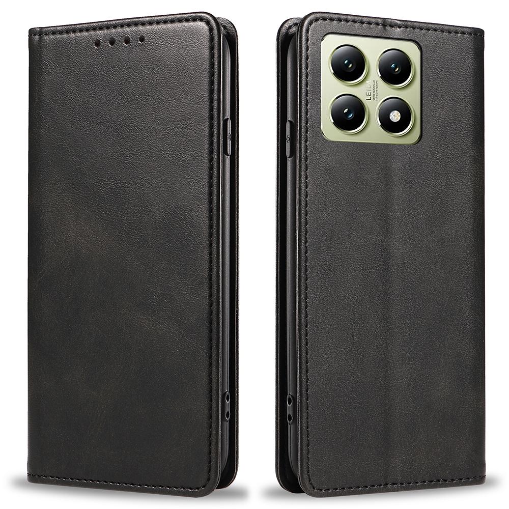 For Xiaomi 14T Case Strong Magnetic PU Leather Phone Cover Calf Texture