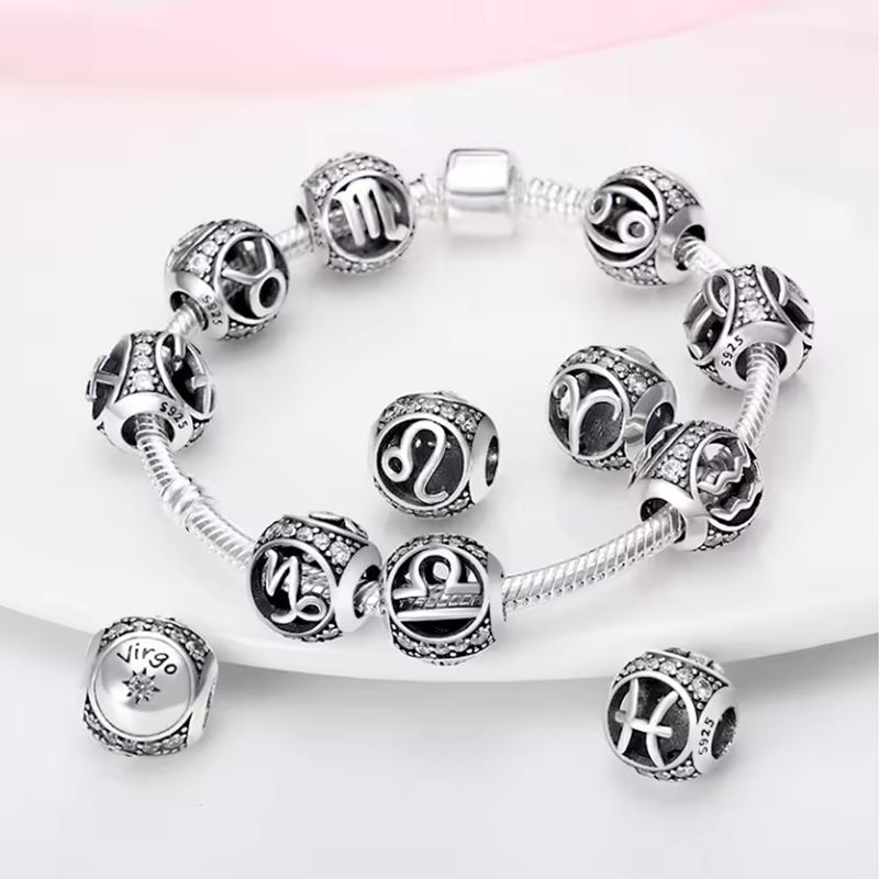 Copper 12 Constellation Series Charms Constellation Pendant Suitable For Pan Original Bracelet Diy Jewelry Gift