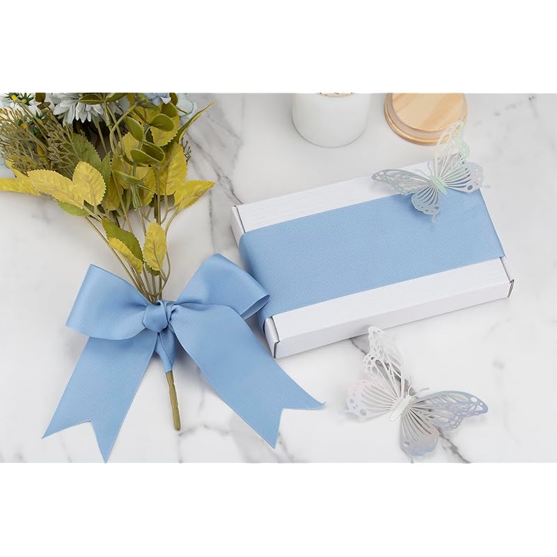 [Tekdeere]Width 100mm Solid French Blue Grosgrain Ribbon, Perfect for Gift Wrapping, Sewing, Hair Accessories, Wedding Decorations - 22 Meters/roll