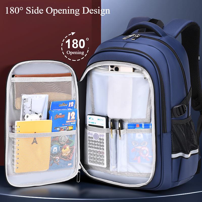 School Open Must Have Children's Backpack New Refrigerator Style Side Door Schoolbag Lightweight Burden Reduce Primary Secondary School Boys' Book Bag