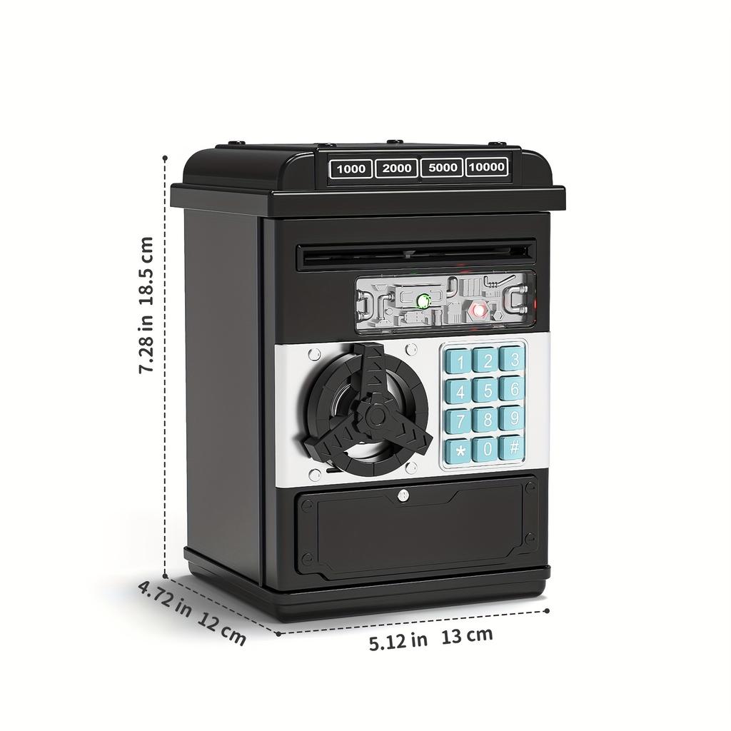 Sparschwein im Geldautomaten-Stil für Kinder mit Zahlenkombination – Automatische Spardose für Bargeld und Münzen, batteriebetrieben (Batterien nicht enthalten)