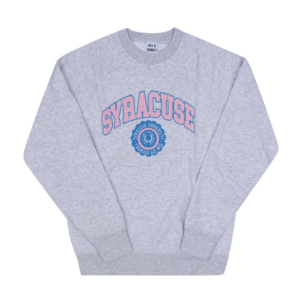 Wild Donkey Unisex Syracuse Lettering Logo Sweatshirt FR-SYRACUSE HEATHER GREY (M)