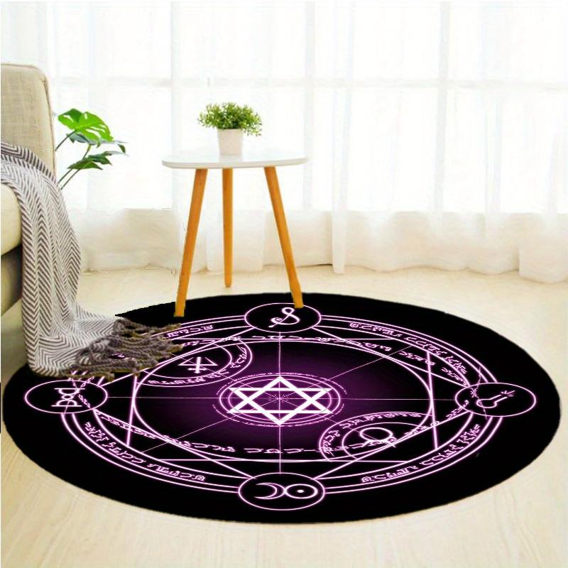 S Purple Magic Formation Round Rug Nonslip Area Rug Office Chair Mat Carpet For Living Room Bedroom Home Decor