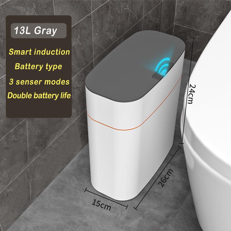 16L New Smart Trash Can High-tech Induction Storage Bucket Bathroom Deodorant Waterproof Trash Can Household with Lid Creative