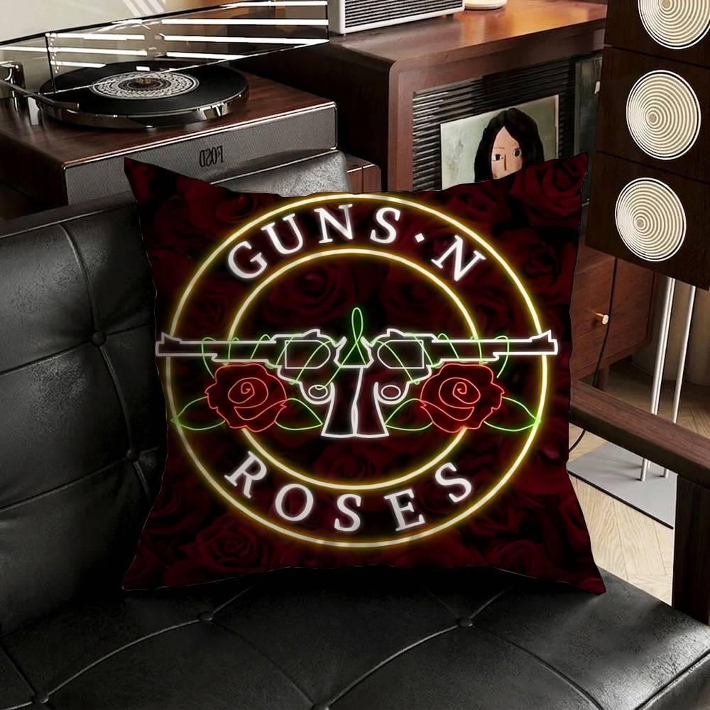 Band GGuns N Roses Pillow Case Antidustmite Pillowcase Invisible zipper silky short plush Sofa cushion cover