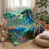 Dinosaur Adventure In the Jungle Blanket Personalized Name Flannel Blanket Soft Cozy Plush Throw for Sofa Bed Lightweight Home Decor