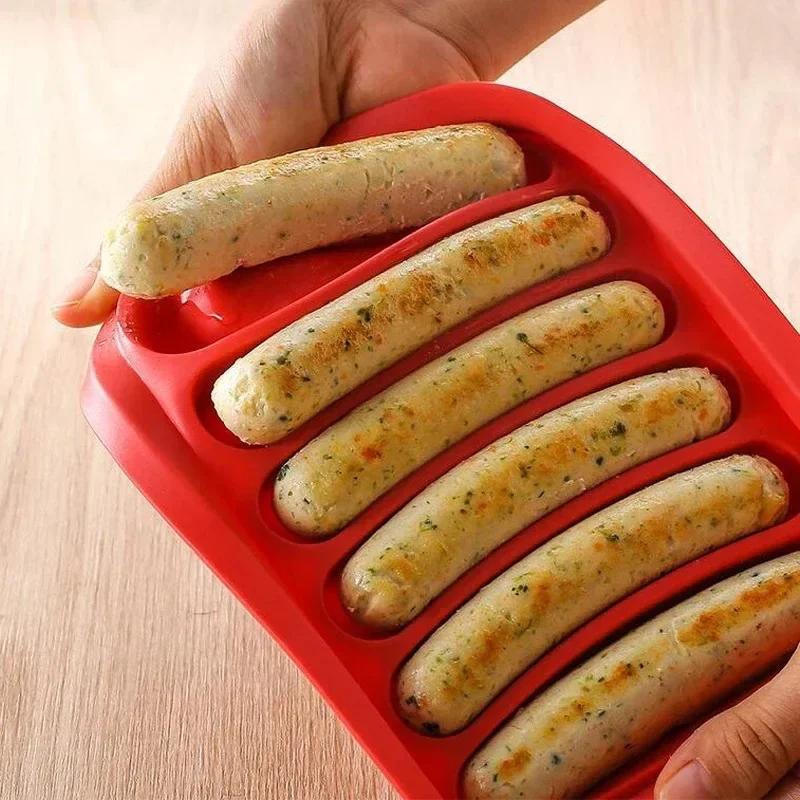 Silicone Sausage Maker Mold, Handmade Hamburger Hot Dog  Reusable Kitchen Accessories, Gadget for Cake Baking Pie, DIY