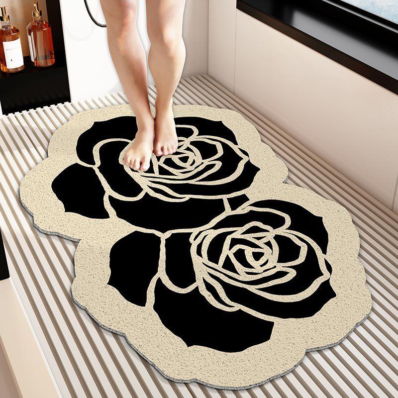 Flower Bathroom Wire Ring Non-slip Mat Shower Room Bathroom Bathroom Mat for The Elderly Easy To Clean