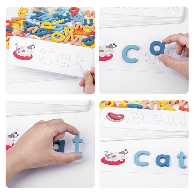 Wooden Spelling Game Montessori Children's Early Education Learning Letter Cognition Spelling Enlightenment Matching Puzzle Toys