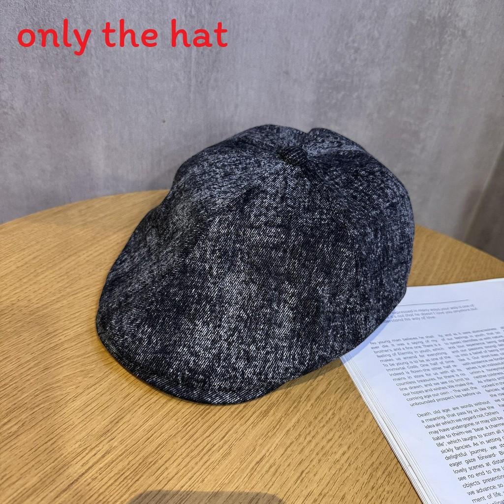 Vintage For Beret Women With Water Wash Denim And Short Brim For Daily Wear