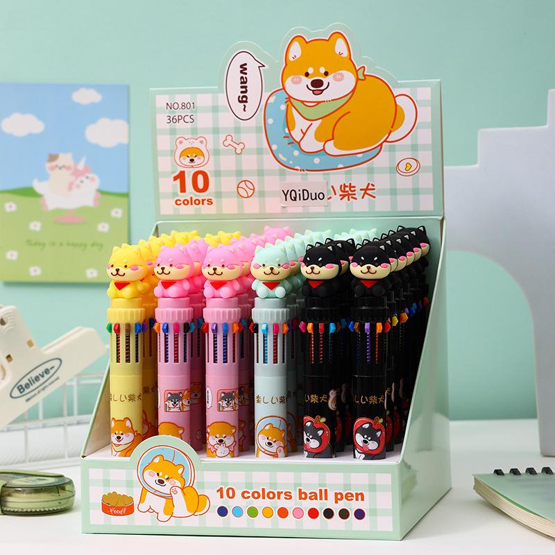 

36 шт. 0,7 мм мультяшная шариковая ручка в форме щенка десяти цветов, милая многоцветная ручка с лапкой, призовая ручка, подарочная ручка, креативные канцелярские товары, сезон Снова в школу Random style 36pcs