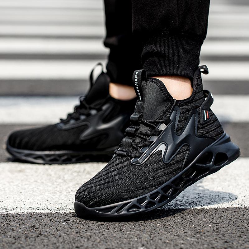 Men'S Steel Toe Work Boots Lightweight Safety Shoes Anti-Smash Anti-Puncture Breathable Casual Footwear For Warehouse & Logistic