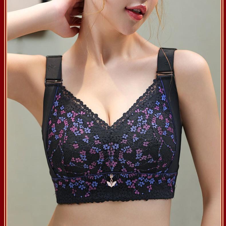 Sexy Lace Bra for Women Adjustable Bra Without Underwire Plus-size Gathering Bra