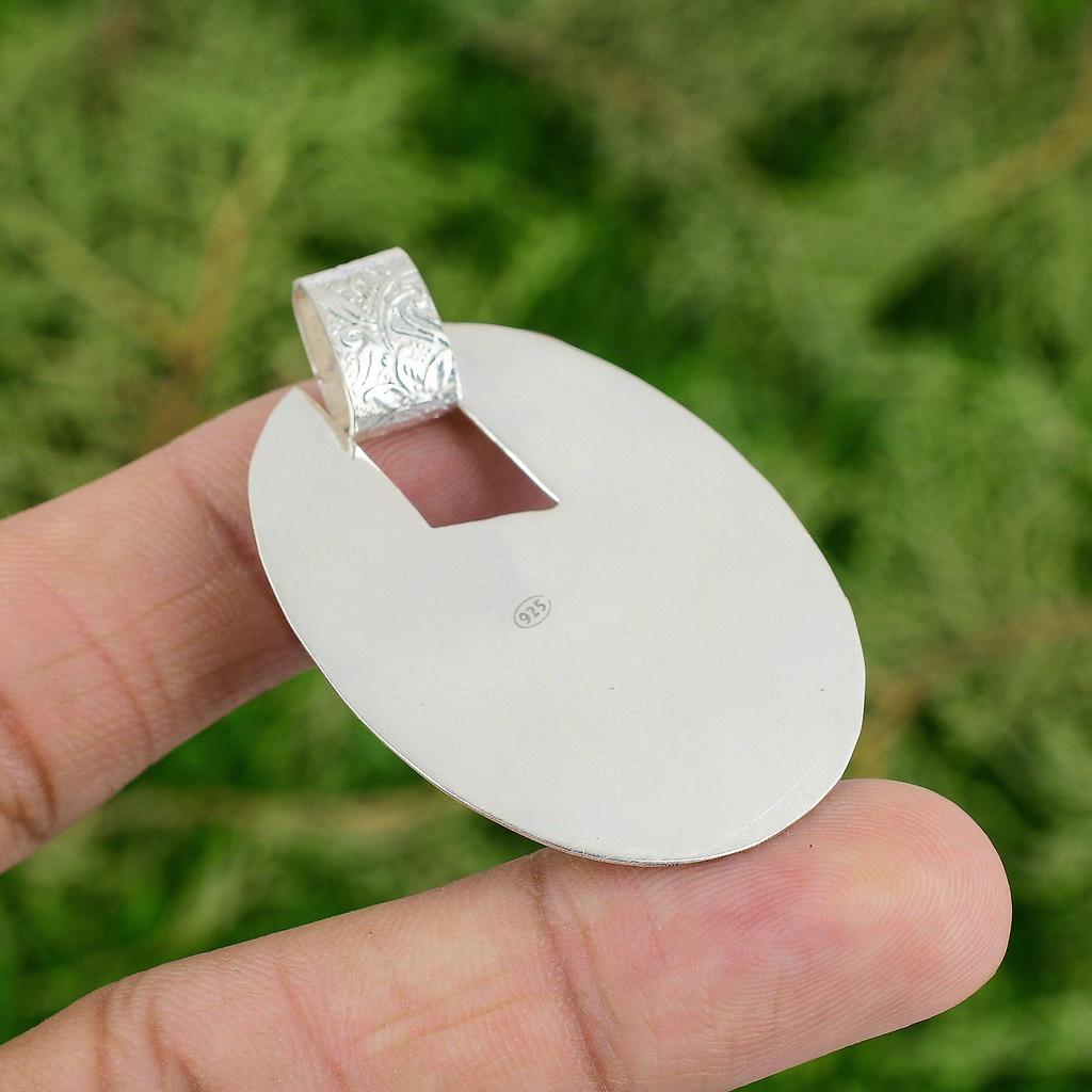 Octagon Natural Rainbow Moonstone 925 Sterling Silver Wife Bezel Wedding Pendant