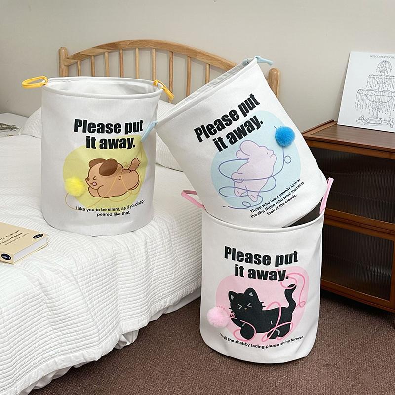 1pc Foldable Cute Laundry Basket Bathroom Dirty Clothes Storage Bucket Large Capacity Household Laundry Bag Clothes Organizer