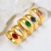 Multicolor Crystal Marquise Stone Stainless Steel Rings for Women Vintage Gold Color Rainbow Zircon Wedding Bands Jewelry Gifts
