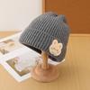 Korean Style Autumn and Winter Label Rabbit Woolen Hat for Women with Velvet and Thickening To Keep Warm Fashionable Knitted Hat Cold Hat