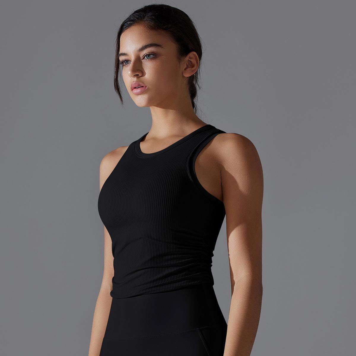 Однотонный длинный фиксированный топ-жилет с нитками — фото 7