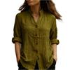 Women's Fashionable Color V,neck Long Sleeved Button Down Casual Shirt Top
