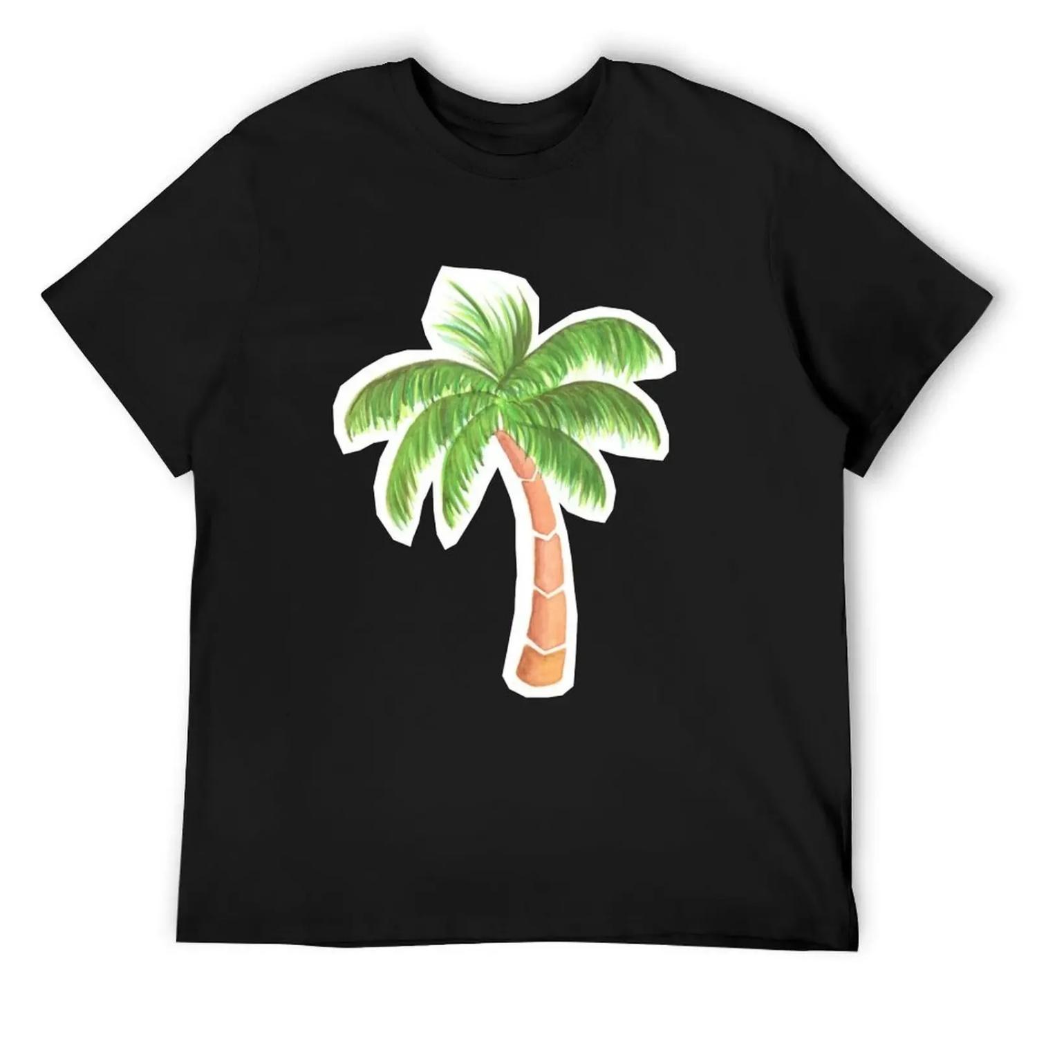 

Тропическая пальма - Акварельная футболка роскошная футболка на заказ винтажные футболки однотонные черные футболки мужские XXXXXL чёрный