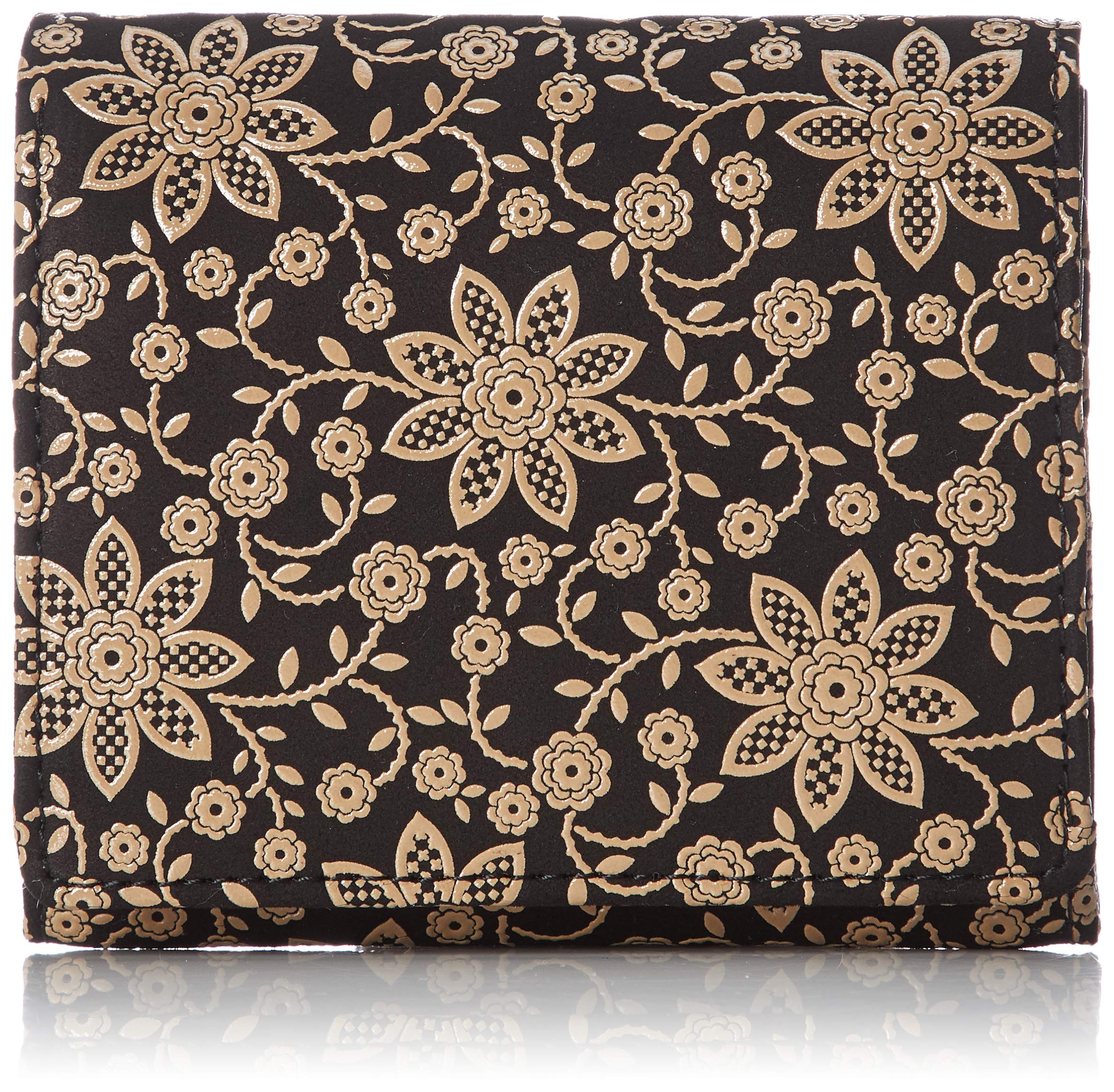 

Bifold Wallet Bill Holder H Black Deerskin x White Lacquer Clematis Pattern [Indenya] 2204-11-169