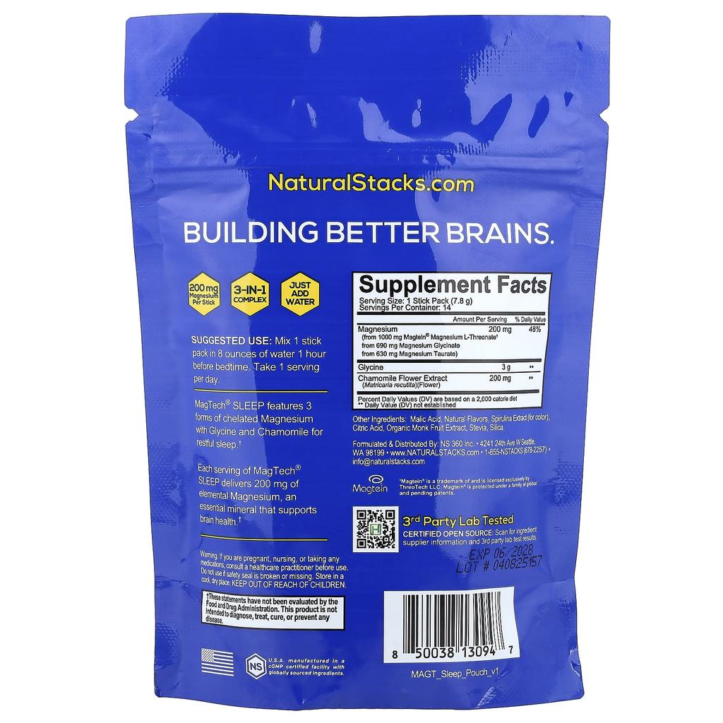 Natural Stacks, Magtech® Sleep, Lavender Berry, 14 Stick Packs, 7.8g (0.28oz) Each