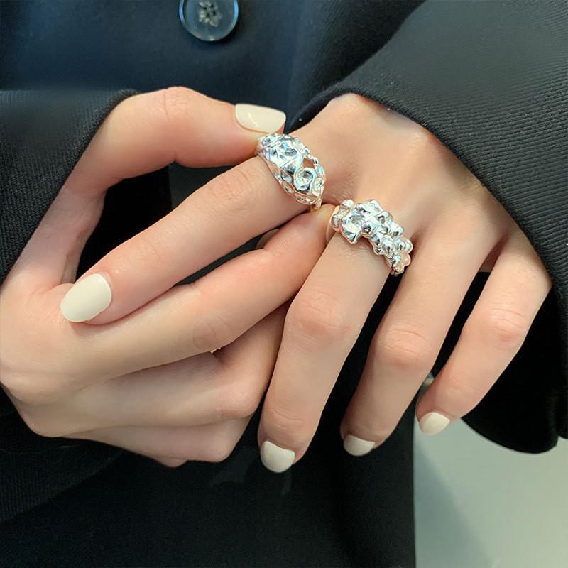 Textured Hollowed Chic 925 Sterling Silver Ring Timeless Korean Fashion Jewelry For Women