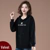 Women's Autumn/Winter 2025 Plus Size Hooded Daisy Plush Sweatshirt - Korean Style for Middle-Aged Moms