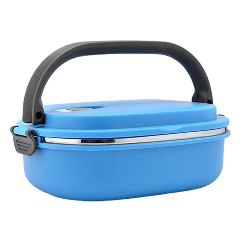 Stainles Steel Food Storage Container Many Tiers Insulated Lunch Boxs for Home Use синий