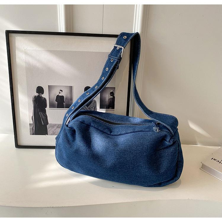 Denim Kissenbeutel Damen neu lässig Nische Street vielseitig Schulter Umhängetasche
