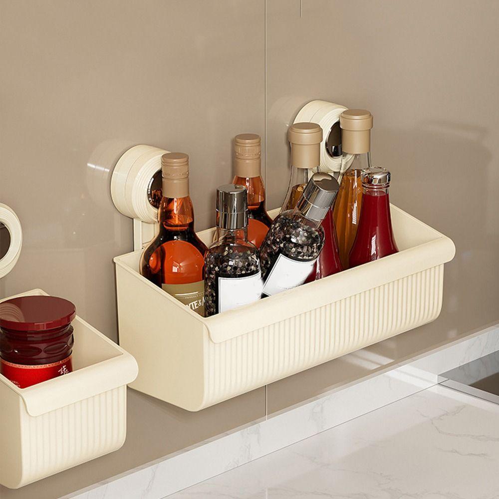 Wall Mounted Suction Cup Storage Basket Punch-free Shower Storage Organizer for Home