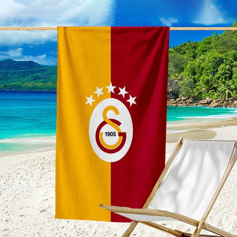 Asciugamano da Spiaggia in Microfibra con Stemma del Galatasaray Football Club, Leggero e Asciugatura Rapida, per Viaggi Estivi, Essenziale da Spiaggia, Piscina all'Aperto